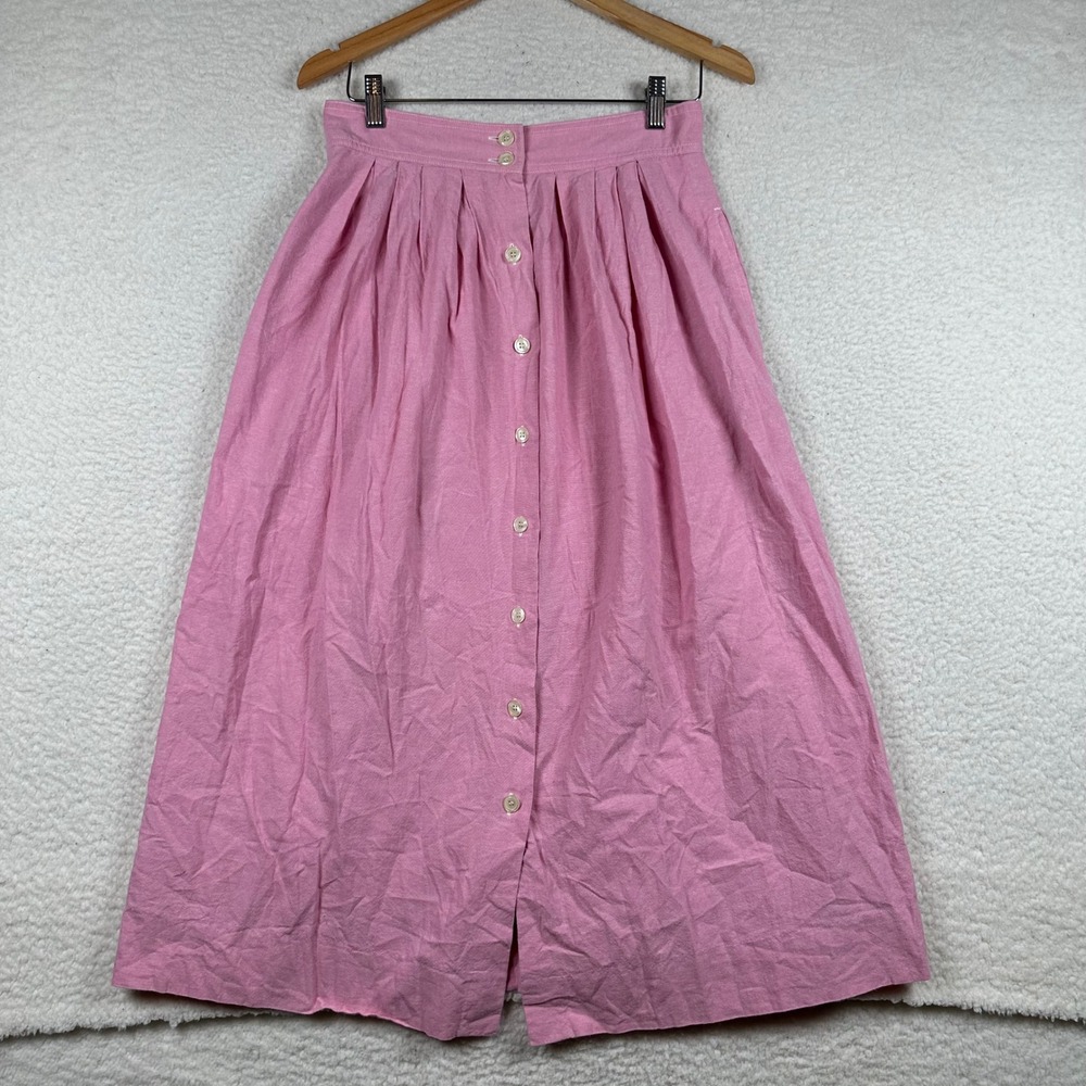 Vtg Nell Flowers Button Skirt Cotton 14 Pink Cottagecore Japan Pastel Priairie